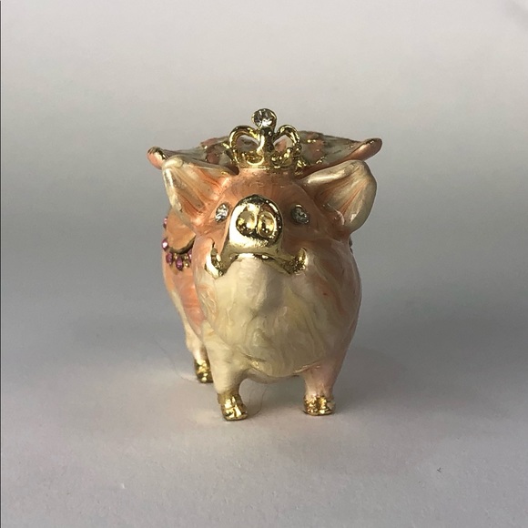 Jewelry box trinket Waltz&F pig with wings crown
